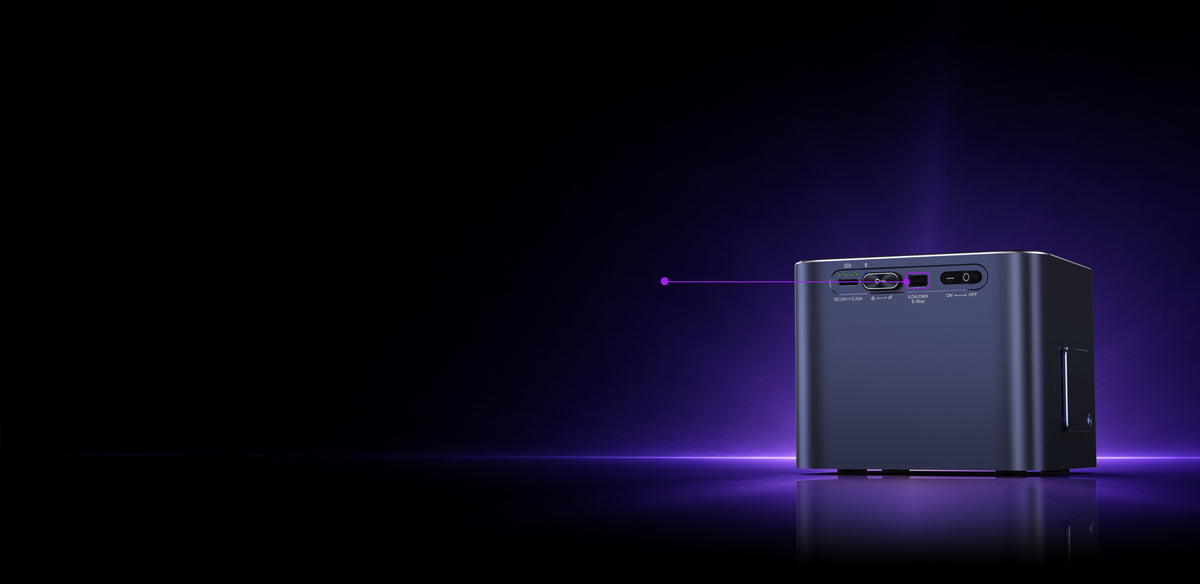 Laserabc A1 rear panel with ILDA and DMX port